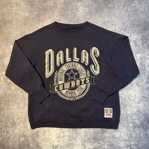 Vintage Nutmeg Dallas Cowboys NFL Sweatshirt Navy Blue Large‎ Made in USA 90s